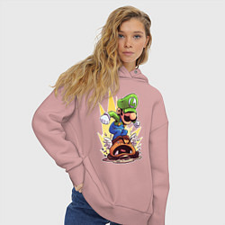 Толстовка оверсайз женская Angry Luigi, цвет: пыльно-розовый — фото 2