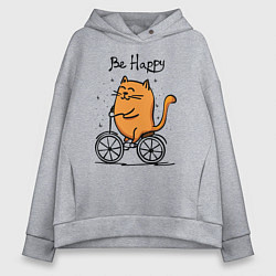 Женское худи оверсайз Кот велосипедист