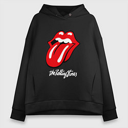 Толстовка оверсайз женская Rolling Stones Роллинг Стоунз, цвет: черный