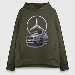 Толстовка оверсайз женская Mercedes Gelendwagen G63 AMG G-class G400d, цвет: хаки