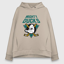 Толстовка оверсайз женская Анахайм Дакс, Mighty Ducks, цвет: миндальный