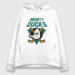 Толстовка оверсайз женская Анахайм Дакс, Mighty Ducks, цвет: белый