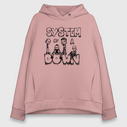 Толстовка оверсайз женская Карикатура на группу System of a Down, цвет: пыльно-розовый
