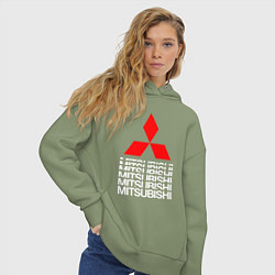 Толстовка оверсайз женская MITSUBISHI МИЦУБИСИ МИТСУБИСИ МИЦУБИШИ LOGO STYLE, цвет: авокадо — фото 2