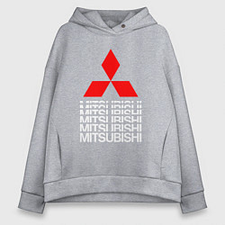 Толстовка оверсайз женская MITSUBISHI МИЦУБИСИ МИТСУБИСИ МИЦУБИШИ LOGO STYLE, цвет: меланж