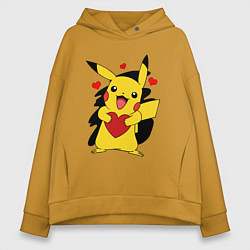 Женское худи оверсайз ПИКАЧУ И СЕРДЕЧКО POKENON PIKACHU LOVE