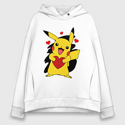 Женское худи оверсайз ПИКАЧУ И СЕРДЕЧКО POKENON PIKACHU LOVE