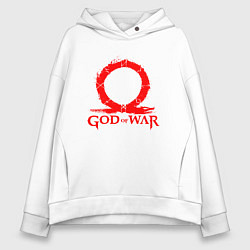 Толстовка оверсайз женская GOD OF WAR RED LOGO RAGNAROK, цвет: белый