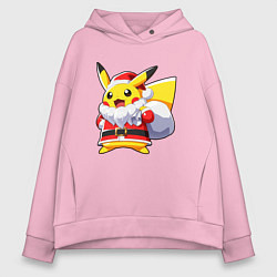 Женское худи оверсайз НОВОГОДНИЙ ПИКАЧУ САНТА КЛАУС