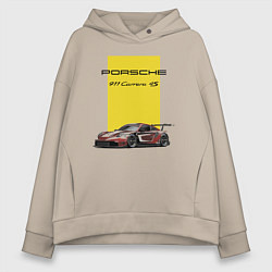Толстовка оверсайз женская Porsche Carrera 4S Motorsport, цвет: миндальный