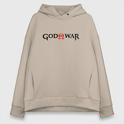 Женское худи оверсайз GOD OF WAR LOGO BLACK RED