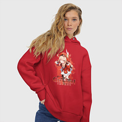 Толстовка оверсайз женская Кли Klee Genshin Impact, цвет: красный — фото 2