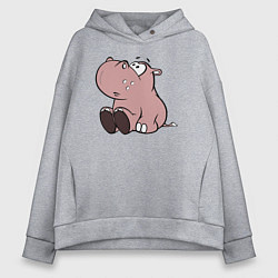 Женское худи оверсайз Бегемотик детский коричневый