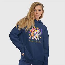 Толстовка оверсайз женская Magic Pony Friends, цвет: тёмно-синий — фото 2