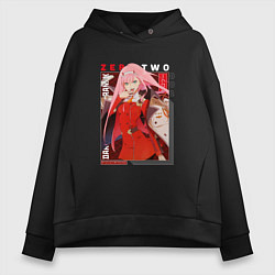 Женское худи оверсайз Zero Two с надписями, Darling in the Franxx Милый