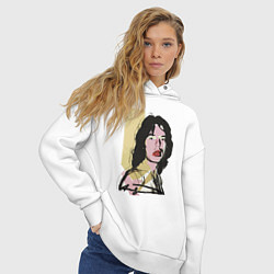 Толстовка оверсайз женская Andy Warhol - Mick Jagger pop art, цвет: белый — фото 2