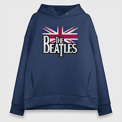 Толстовка оверсайз женская The Beatles Great Britain Битлз, цвет: тёмно-синий