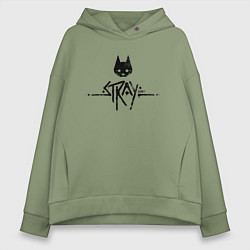 Женское худи оверсайз Stray: Black Logo