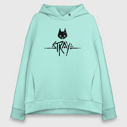 Толстовка оверсайз женская Stray: Black Logo, цвет: мятный