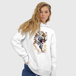 Толстовка оверсайз женская Независимая тигрица, цвет: белый — фото 2