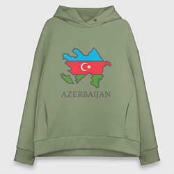 Толстовка оверсайз женская Map Azerbaijan, цвет: авокадо