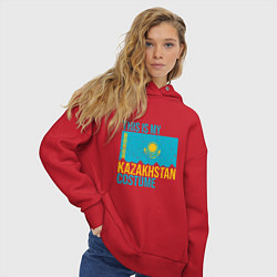 Толстовка оверсайз женская Казахстанскйи костюм, цвет: красный — фото 2