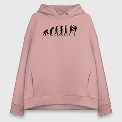Толстовка оверсайз женская Эволюция Муай Тай, цвет: пыльно-розовый