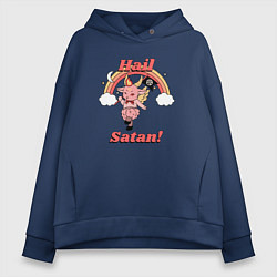 Толстовка оверсайз женская Hail Satan, цвет: тёмно-синий