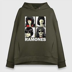 Женское худи оверсайз Ramones, Рамонес Портреты