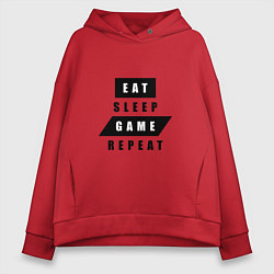 Женское худи оверсайз Eat, sleep, game, repeat Есть, спать, играть, повт