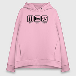 Женское худи оверсайз Есть Спать Прыгать с парашютом