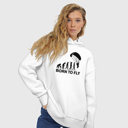 Толстовка оверсайз женская Рожденный летать, цвет: белый — фото 2