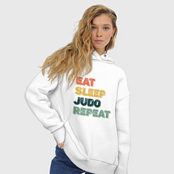 Толстовка оверсайз женская Eat Sleep Judo, цвет: белый — фото 2