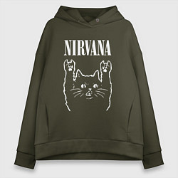 Женское худи оверсайз Nirvana Rock Cat, НИРВАНА
