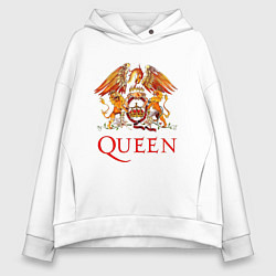 Толстовка оверсайз женская Queen, логотип, цвет: белый