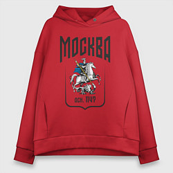 Толстовка оверсайз женская Москва всадник, цвет: красный