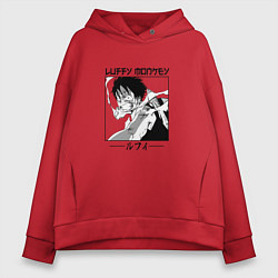 Толстовка оверсайз женская Ван-Пис, Луффи Luffy, цвет: красный