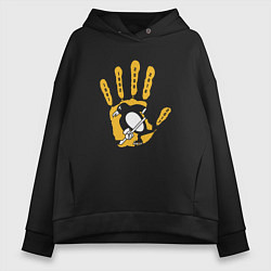 Толстовка оверсайз женская Pittsburgh Penguins Питтсбург Пингвинз Кубок Стэнл, цвет: черный