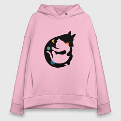 Женское худи оверсайз Обнимашки волк и кошка