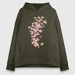 Женское худи оверсайз Весна Цветущая сакура Japan