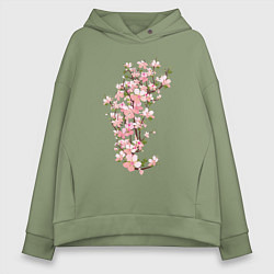 Женское худи оверсайз Весна Цветущая сакура Japan