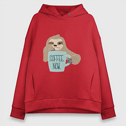 Женское худи оверсайз Ленивец с кофе
