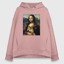 Женское худи оверсайз Shiba Inu Mona Lisa