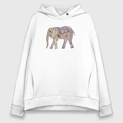 Толстовка оверсайз женская Африканский слон в попоне, цвет: белый