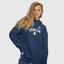 Толстовка оверсайз женская Футбол Италия, цвет: тёмно-синий — фото 2