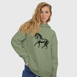 Толстовка оверсайз женская Мустанг Лошадь, цвет: авокадо — фото 2