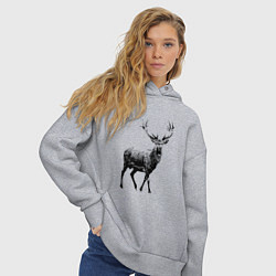 Толстовка оверсайз женская Черный олень Black Deer, цвет: меланж — фото 2
