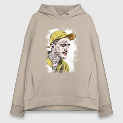 Толстовка оверсайз женская Lil Peep в кепке Лил Пип, цвет: миндальный