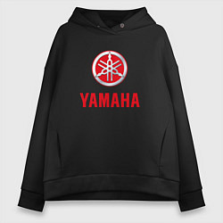 Толстовка оверсайз женская Yamaha Логотип Ямаха, цвет: черный