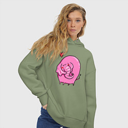 Толстовка оверсайз женская Влюбленный розовый слон, цвет: авокадо — фото 2
